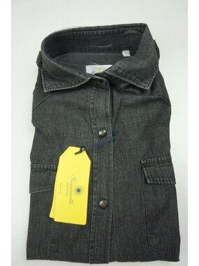 Giannetto Texas Cotton Snap Button Black Wash Denim Shirt  Sz L NEW